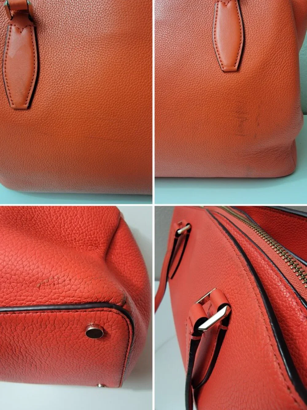 Kate Spade Monet Large Triple Compartment Tote Coral Orange Leather Bag WKRU6948